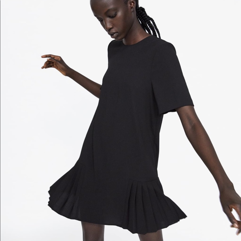 Zara Black Pleated Dress